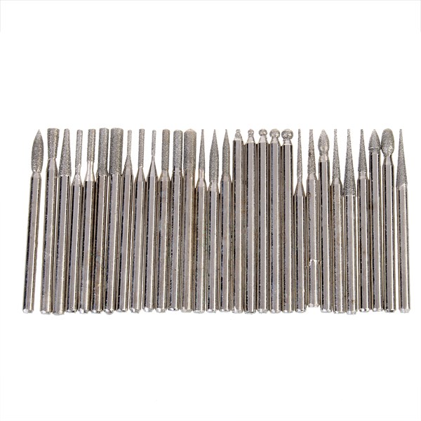 30 diamond 3mm shank burrs for dremel rotary tool drill bit dremel engraving parts 30 in 1 grinding needles polishing needle