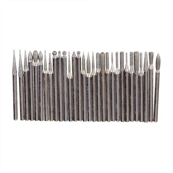30 diamond 3mm shank burrs for dremel rotary tool drill bit dremel engraving parts 30 in 1 grinding needles polishing needle