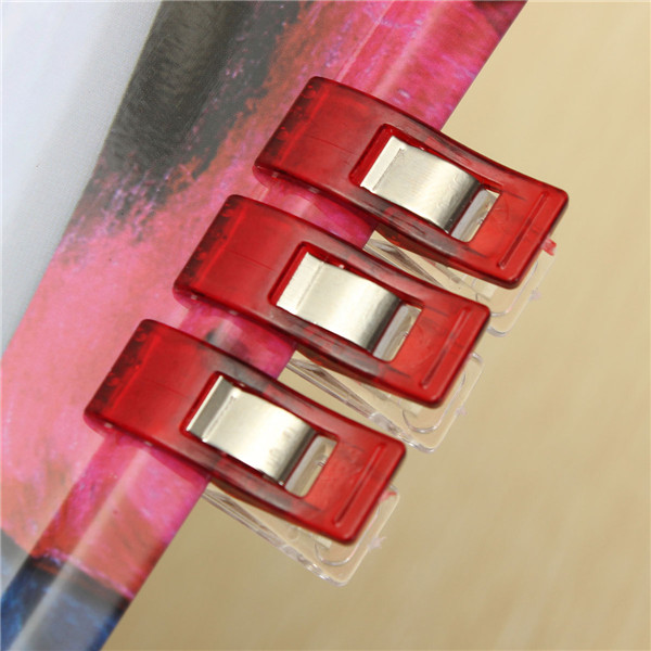 50pcs plastic wonder clips holder for diy patchwork fabric quilting craft sewing knitting red