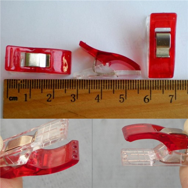 50pcs plastic wonder clips holder for diy patchwork fabric quilting craft sewing knitting red