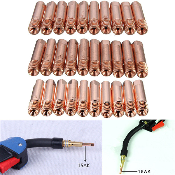brand new 10pcs mb-15ak mig/mag m6 welding weld torch contact tips holder gas nozzle gold