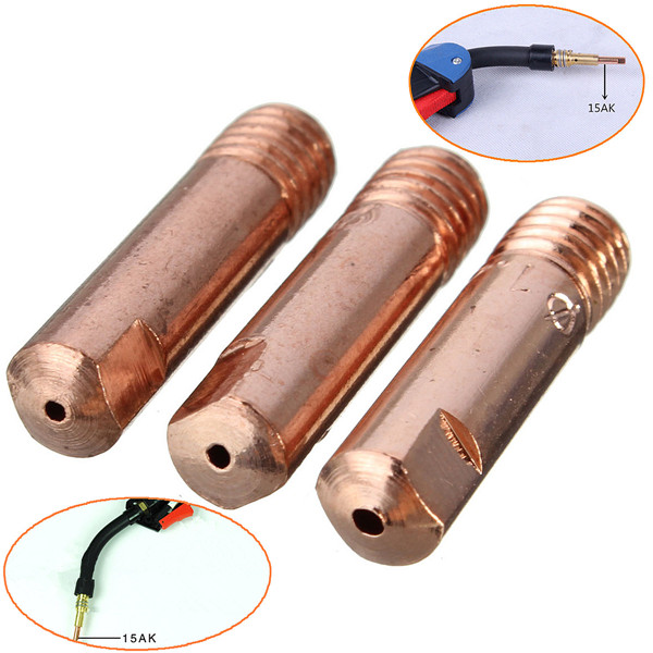brand new 10pcs mb-15ak mig/mag m6 welding weld torch contact tips holder gas nozzle gold