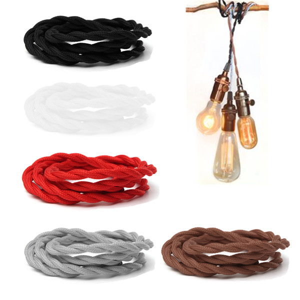 brand new 1m 0.75mm 2 core twisted braided fabric wire electric cable for lighting lamp cord