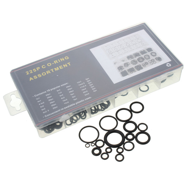 brand new 225pcs rubber metric nitrile o ring assortment set for hydraulic pumps plumbing