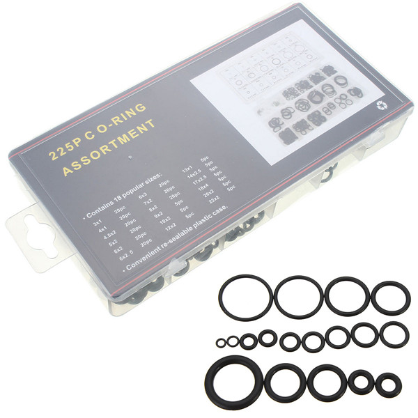 brand new 225pcs rubber metric nitrile o ring assortment set for hydraulic pumps plumbing