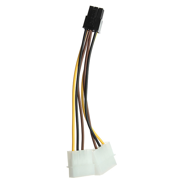 brand new dual 4 pin molex ide to 6 pin pci-e graphic card power connector 12cm cable adapter