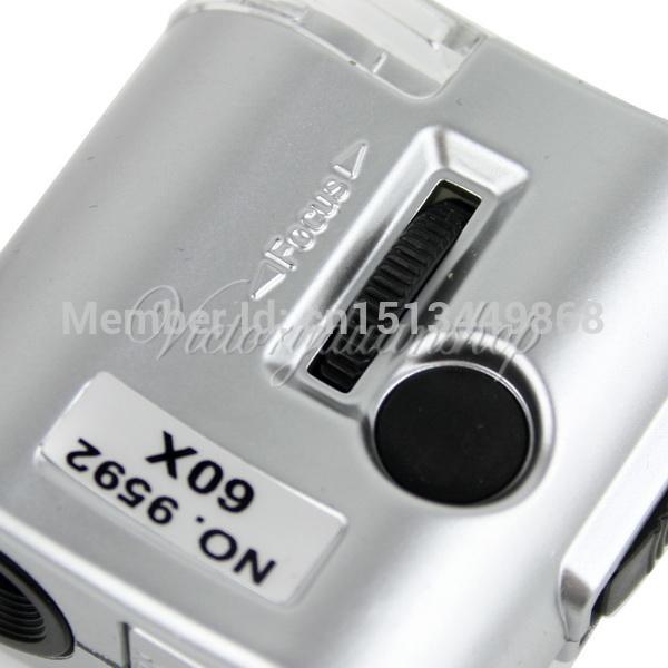 brand new mini lens 60x pocket magnifier microscope with led light jewelry jeweler loupe currency dectector