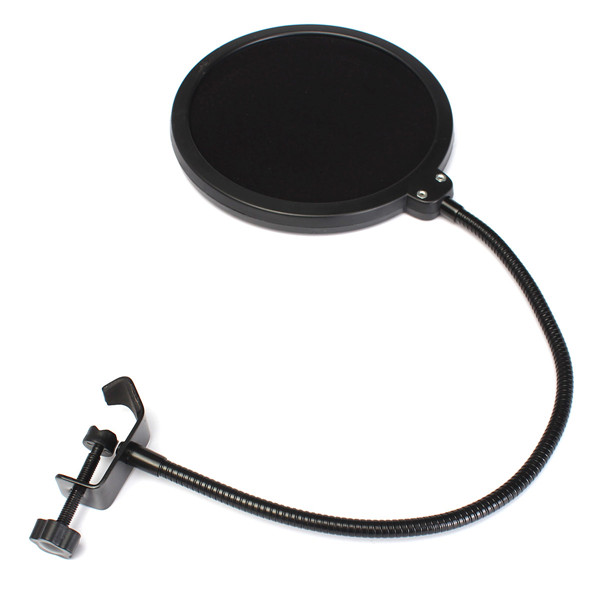 double layer studio speaking recording microphone mic wind screen mask gooseneck shield pop filter