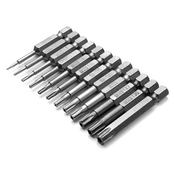 good 12pcs s2 screwdriver bit torx bit tools magnetic screwdriver bit air tools 1/4 t8 t9 t10 t15 t20 t25 t30 t40