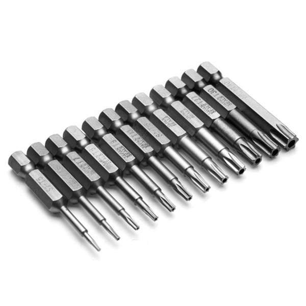 good 12pcs s2 screwdriver bit torx bit tools magnetic screwdriver bit air tools 1/4 t8 t9 t10 t15 t20 t25 t30 t40