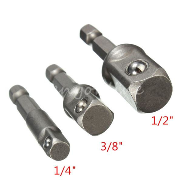 good 3pcs/set six angle handle sleeve turn square rod six angle wrench extension pole adapter driver set 1/4 3/8 1/2 inch