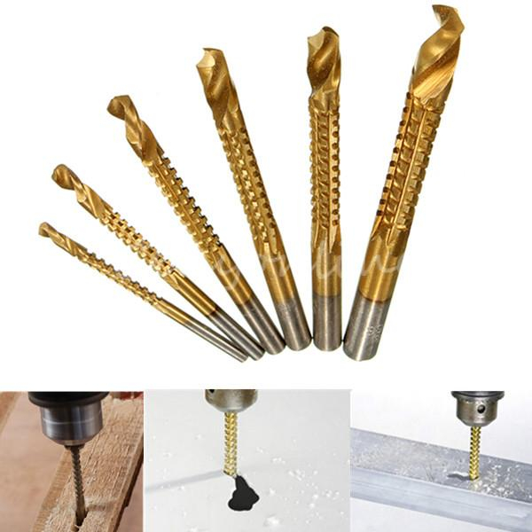good 6pcs titanium coated high speed steel drill bit electric drill hemp flowers high hardness resistance of high speed