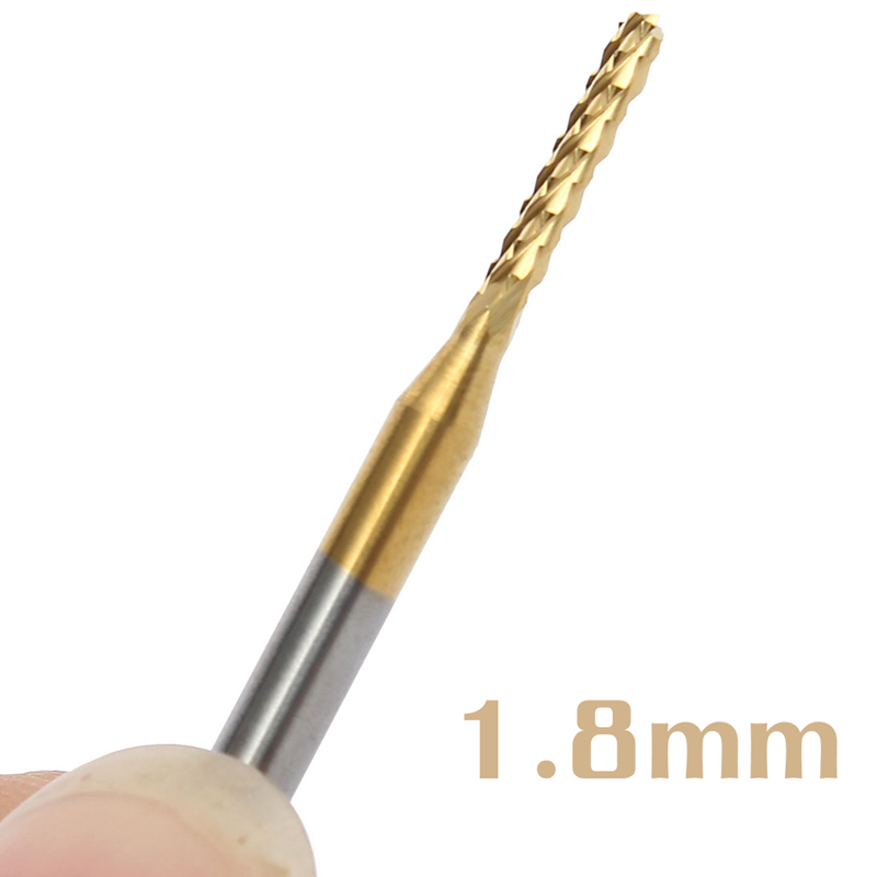 good quality tungsten steel titanium coat carbide end mill engraving bits cnc pcb rotary burrs 1.8mm milling cutter drill bit