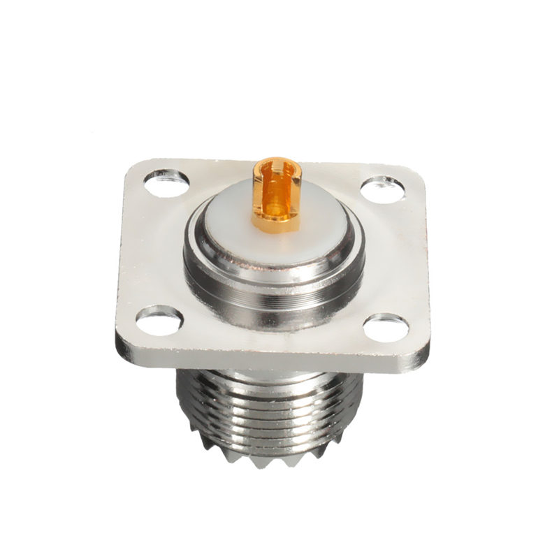 hight quality 2.5x2.5x3.8cm silver uhf female jack 4-hole 25mm coaxial connector flange solder panel mount