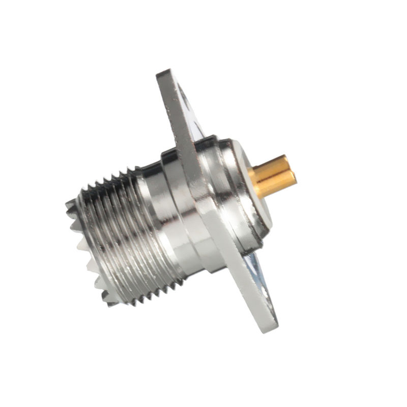 hight quality 2.5x2.5x3.8cm silver uhf female jack 4-hole 25mm coaxial connector flange solder panel mount