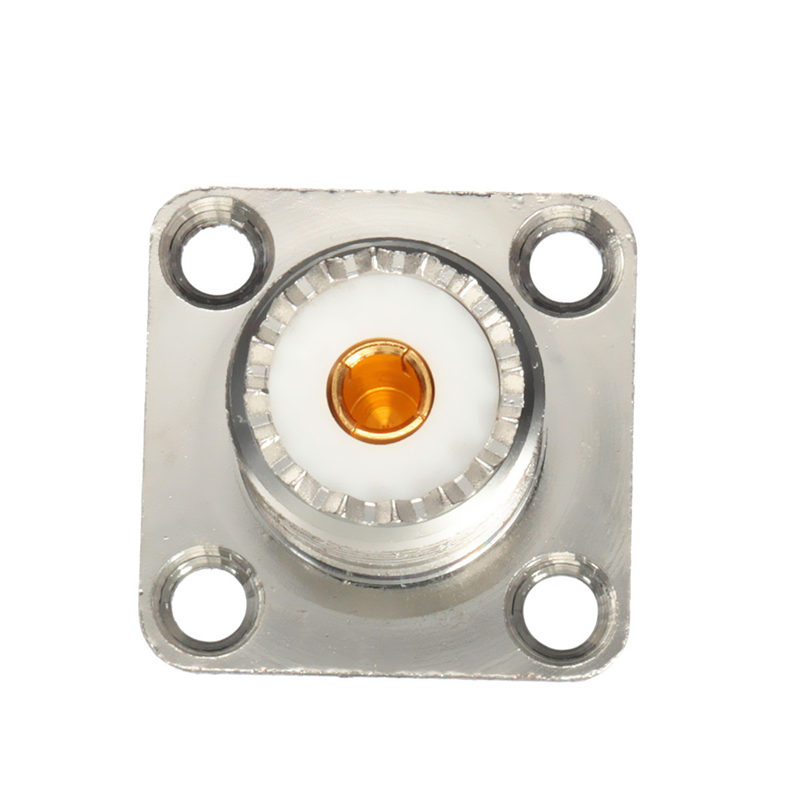 hight quality 2.5x2.5x3.8cm silver uhf female jack 4-hole 25mm coaxial connector flange solder panel mount