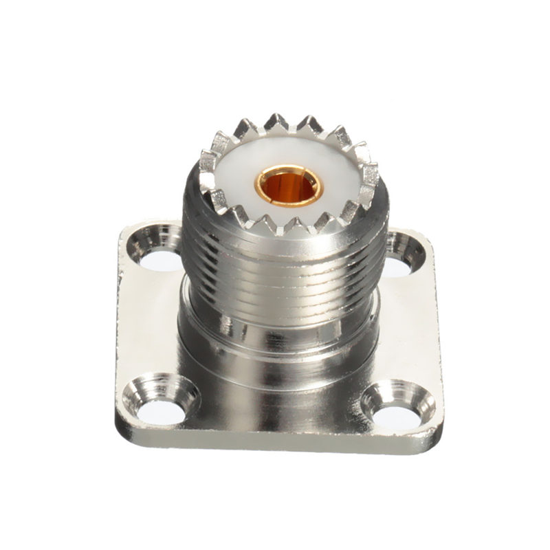hight quality 2.5x2.5x3.8cm silver uhf female jack 4-hole 25mm coaxial connector flange solder panel mount