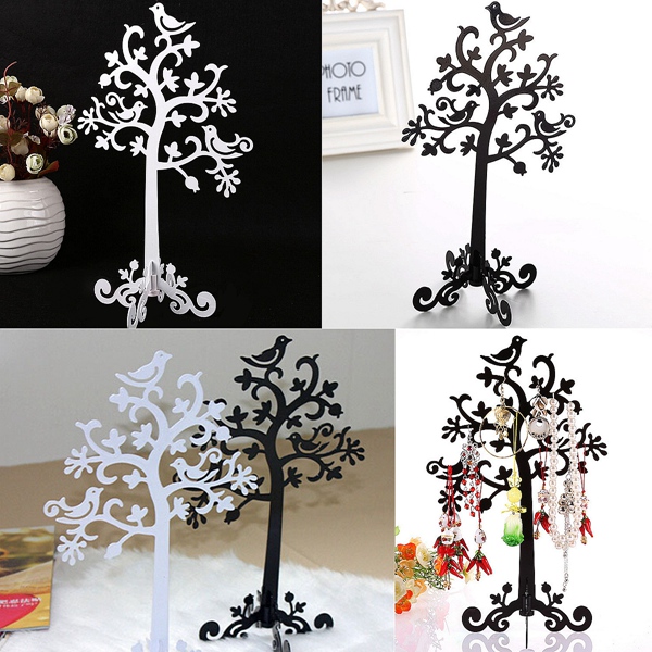 metal jewelry earring ring tree shaped display stand holder decorative beautify supplies black or white