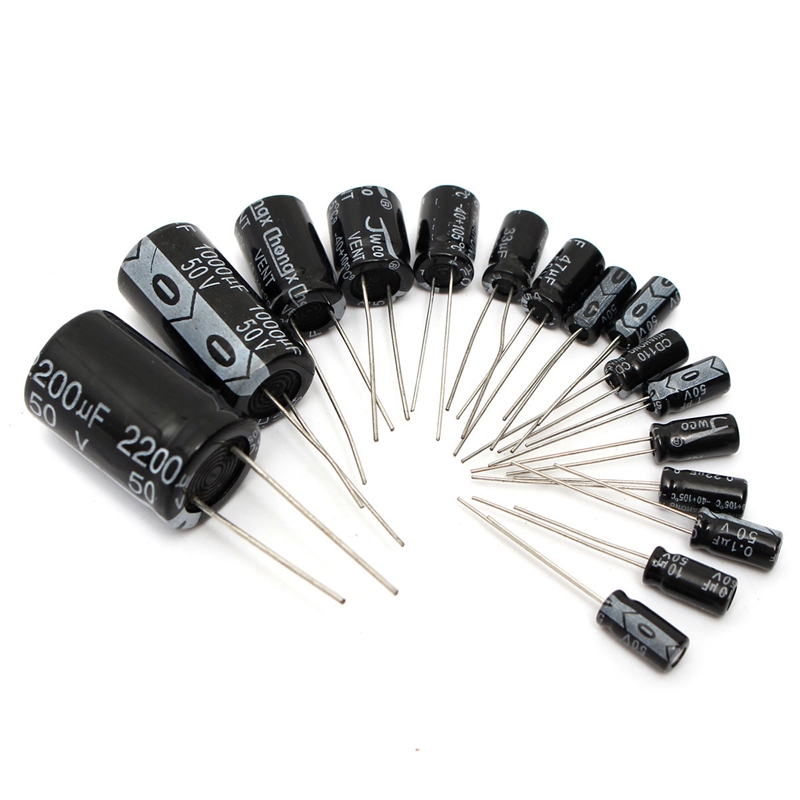 new 140pcs 0.1uf-2200uf 16 value electrolytic capacitors assortment assorted kit 16 values various voltage new 140pcs 0.1uf-2200uf 16 value electrolytic capacitors assortment assorted kit 16 values various voltage