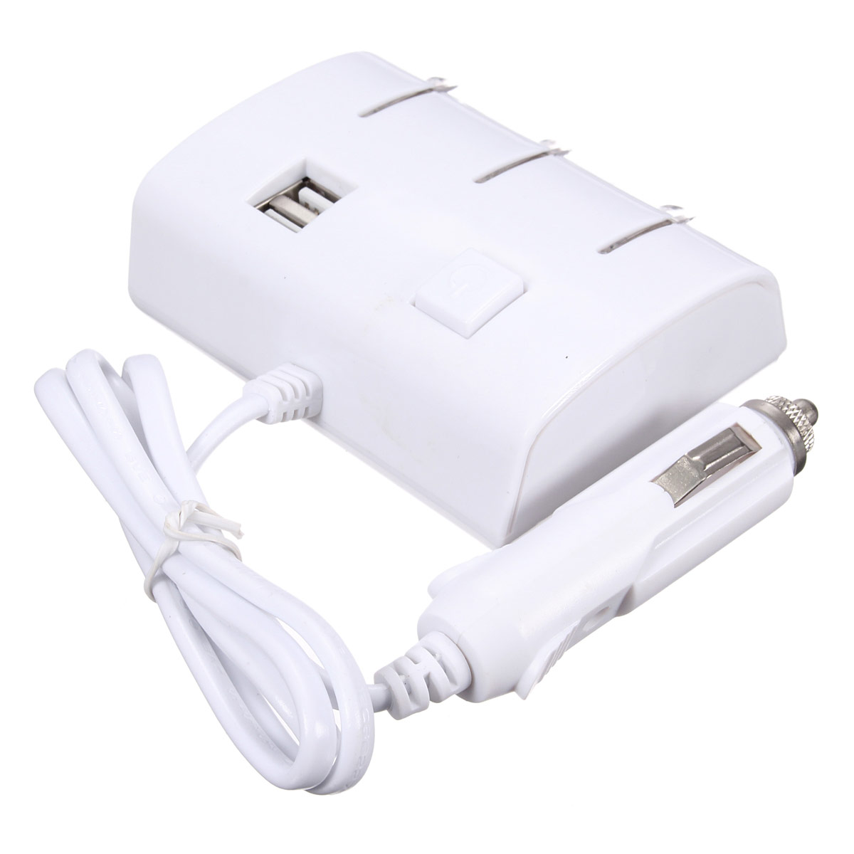 new 3 way socket car cigarette lighter splitter 2usb port plug adapter charger white