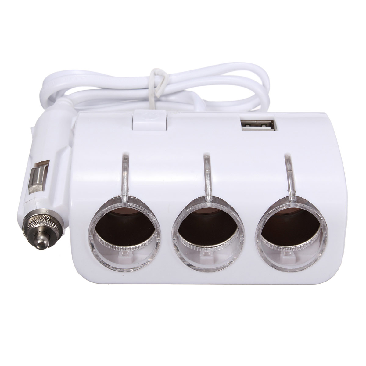new 3 way socket car cigarette lighter splitter 2usb port plug adapter charger white