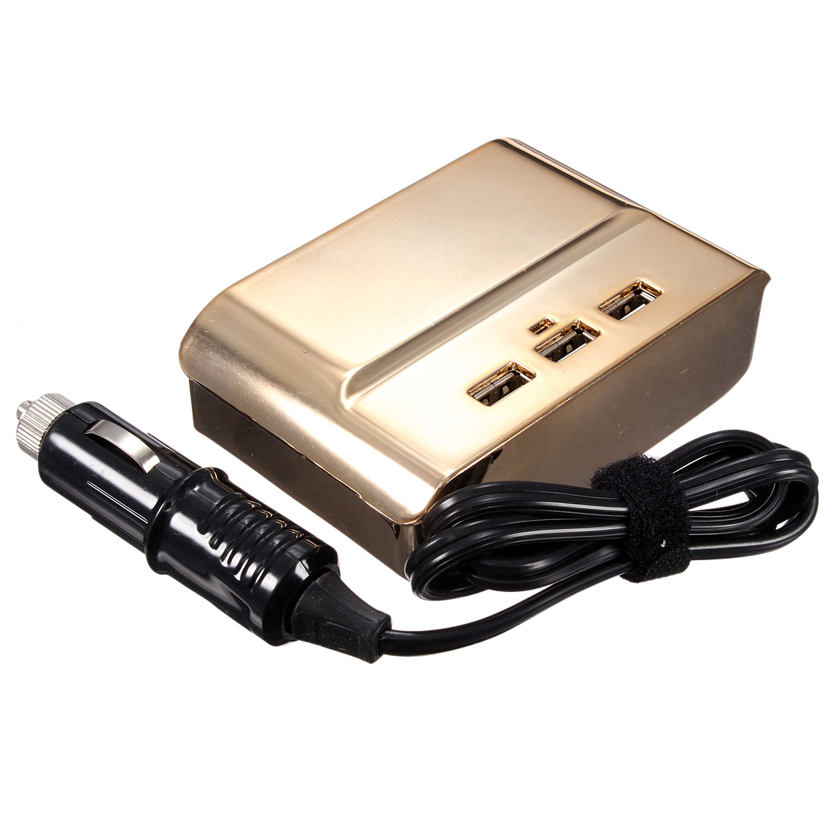 new 3 way socket car cigarette lighter splitter 3 usb port plug adapter charger gold