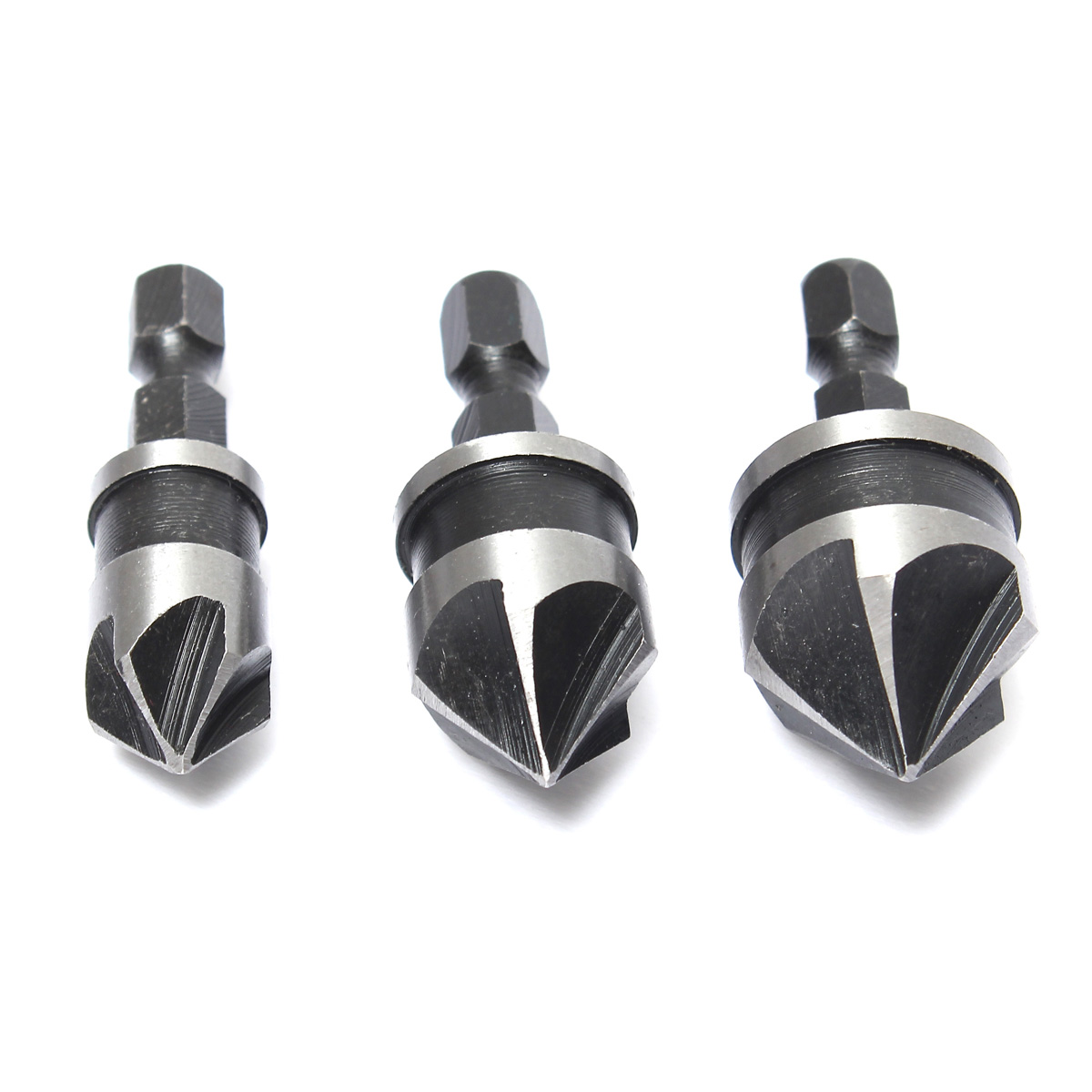 new 3x 1/4" hex 12mm 16mm 19mm countersink bore set for wood metal quick change bit