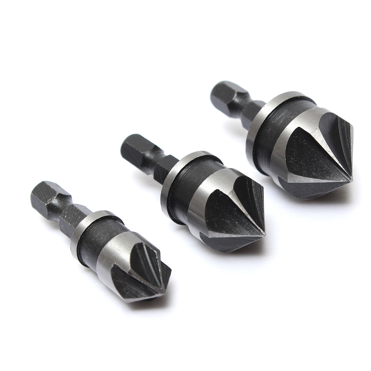 new 3x 1/4" hex 12mm 16mm 19mm countersink bore set for wood metal quick change bit