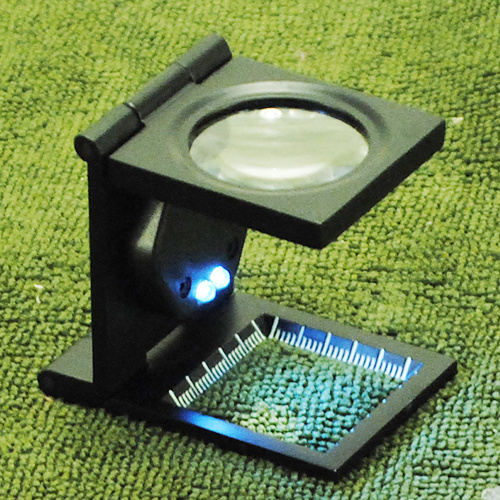 new 5x led fold stand scale fabric cloth jeweler square magnifier magnifing glass loupe square
