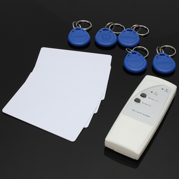 new portable handheld 125khz rfid copier duplicator + 5 writable cards + 5 keyfobs tags each writable tags new portable handheld 125khz rfid copier duplicator + 5 writable cards + 5 keyfobs tags each writable tags