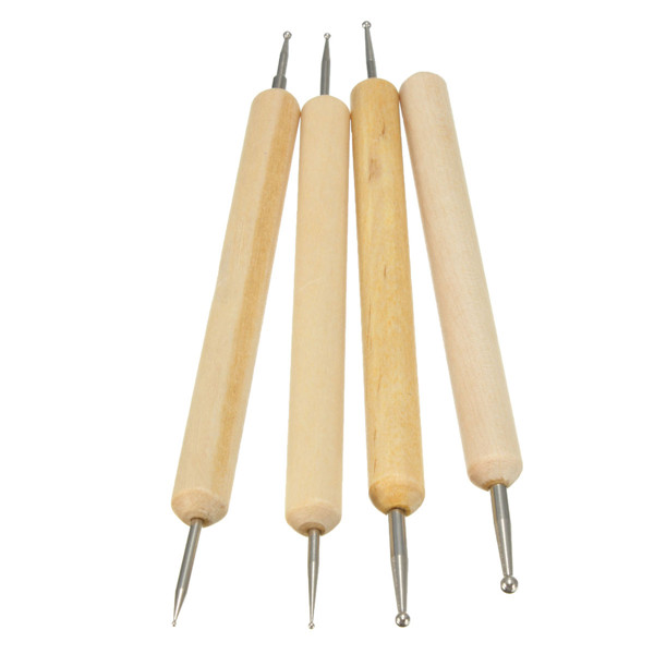 pack of 4 ball stylus polymer clay pottery ceramics sculpting wooden handle modeling tools set