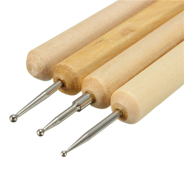 pack of 4 ball stylus polymer clay pottery ceramics sculpting wooden handle modeling tools set