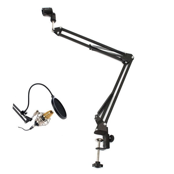 pro mic stand microphone scissor arm suspension boom mount shock holder studio sound broadcasting