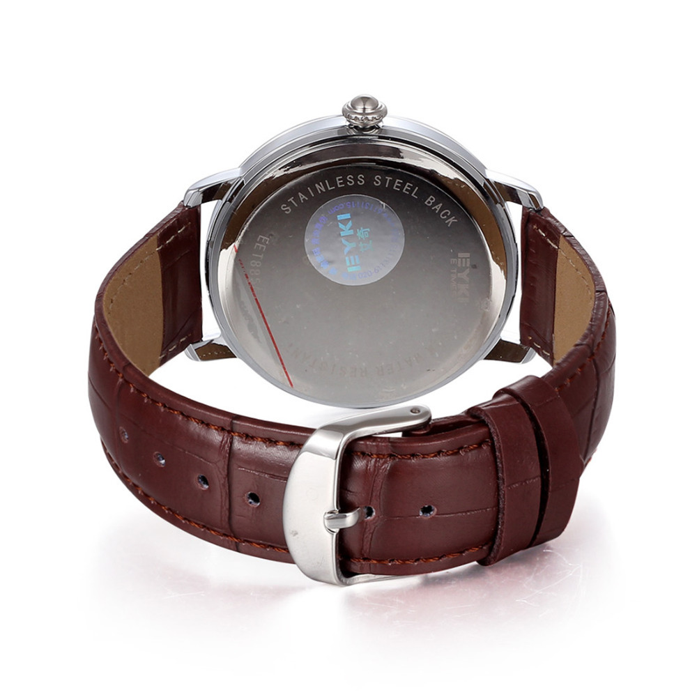 eyki genuine leather couple lover wristwatches luminous analog imported quartz movement women men wrist watch pair
