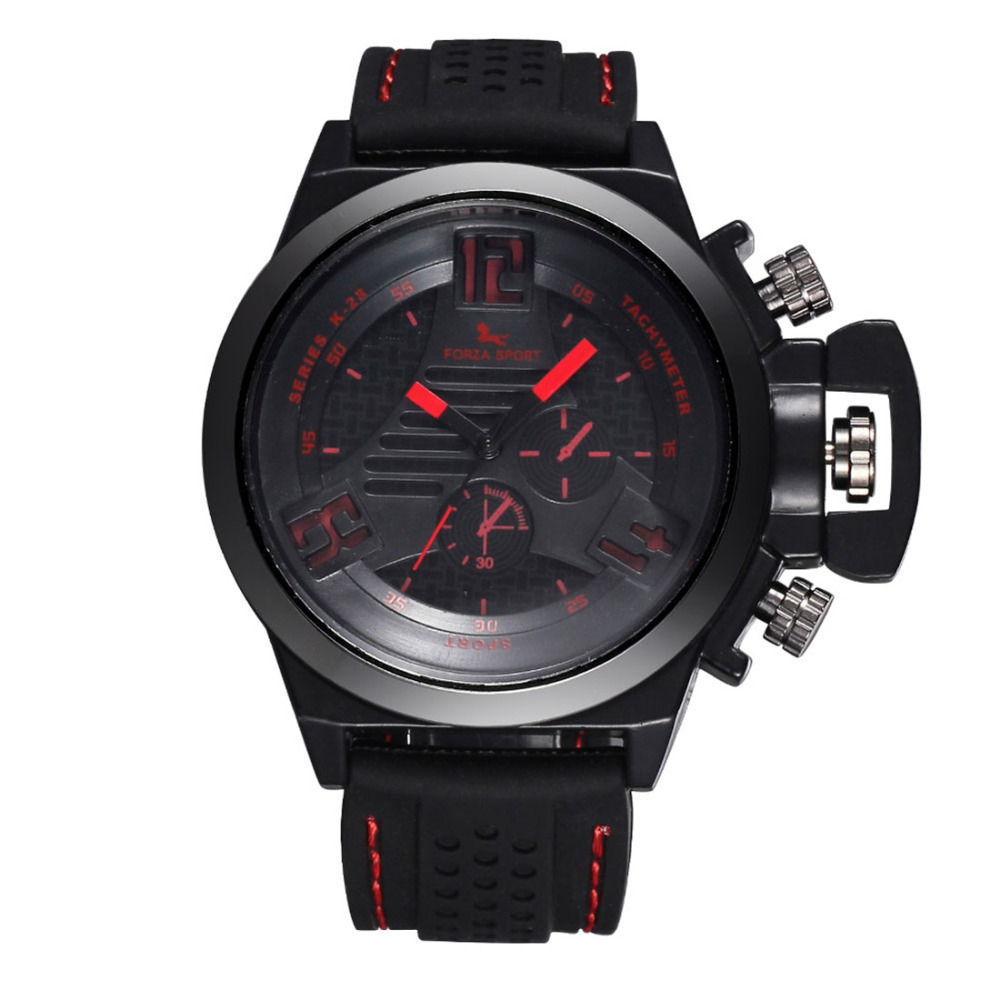 forza sport quartz movement wrist watches men clock silicone band round luminous hands double decoration crown male wristwatch
