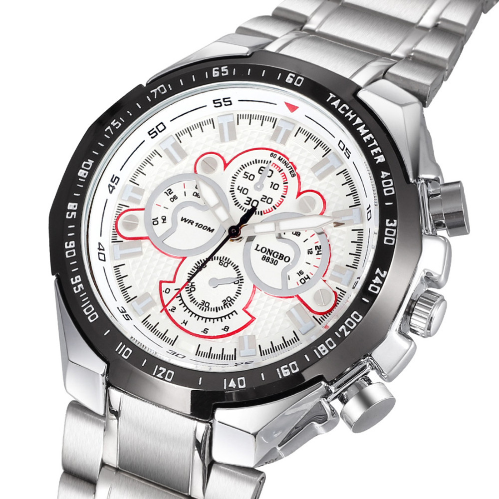 longbo 2067 waterproof wrist watches men male round silver alloy band imported quartz movement wristwatches clock