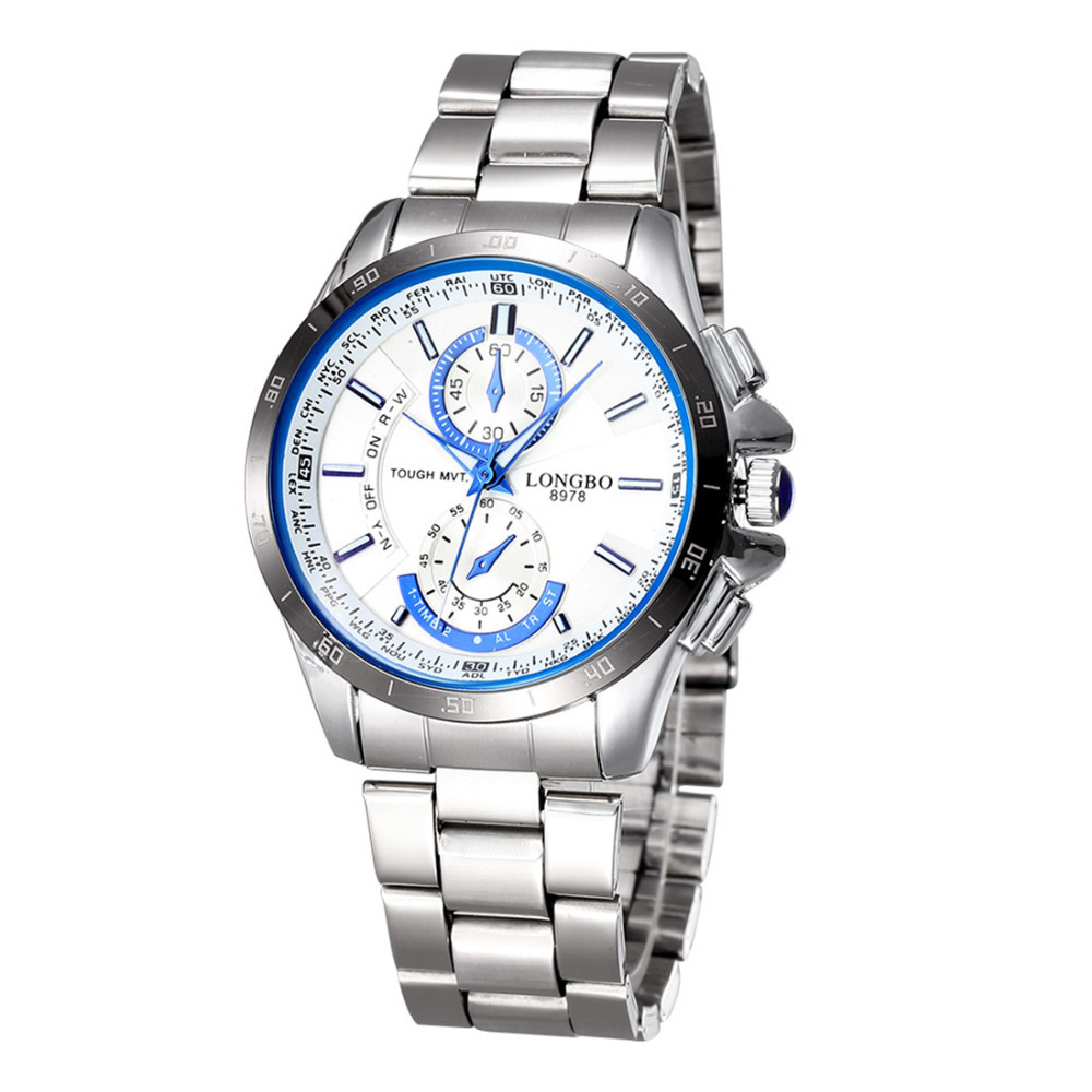 longbo 2069 waterproof luminous men wrist watch male silver round alloy band analog imported quartz movement wristwatches