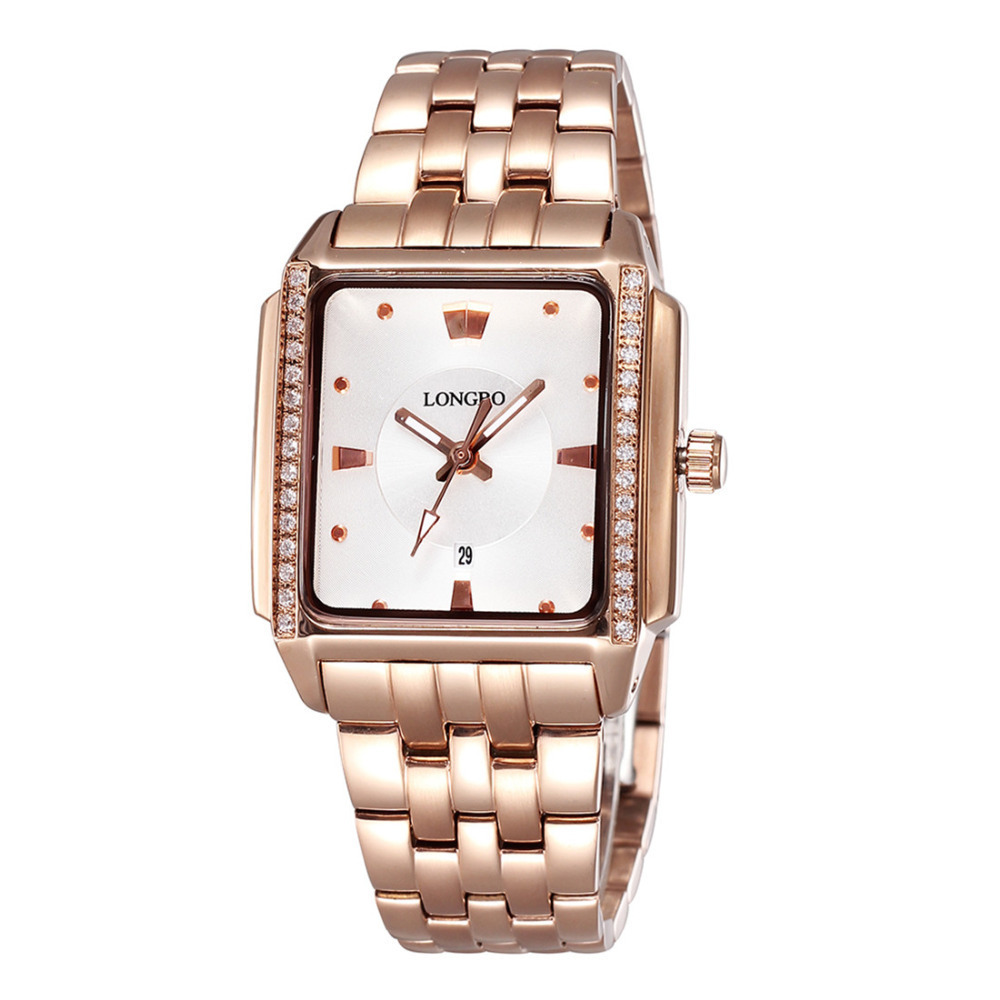 longbo imported quartz movement 30m waterproof wrist watches men & women alloy gold wristwatches with calendar luminous pointer