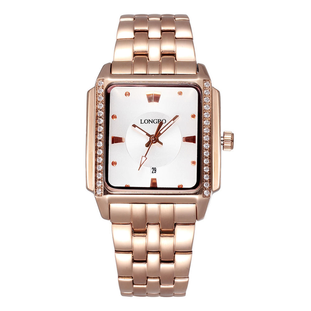 longbo imported quartz movement 30m waterproof wrist watches men & women alloy gold wristwatches with calendar luminous pointer