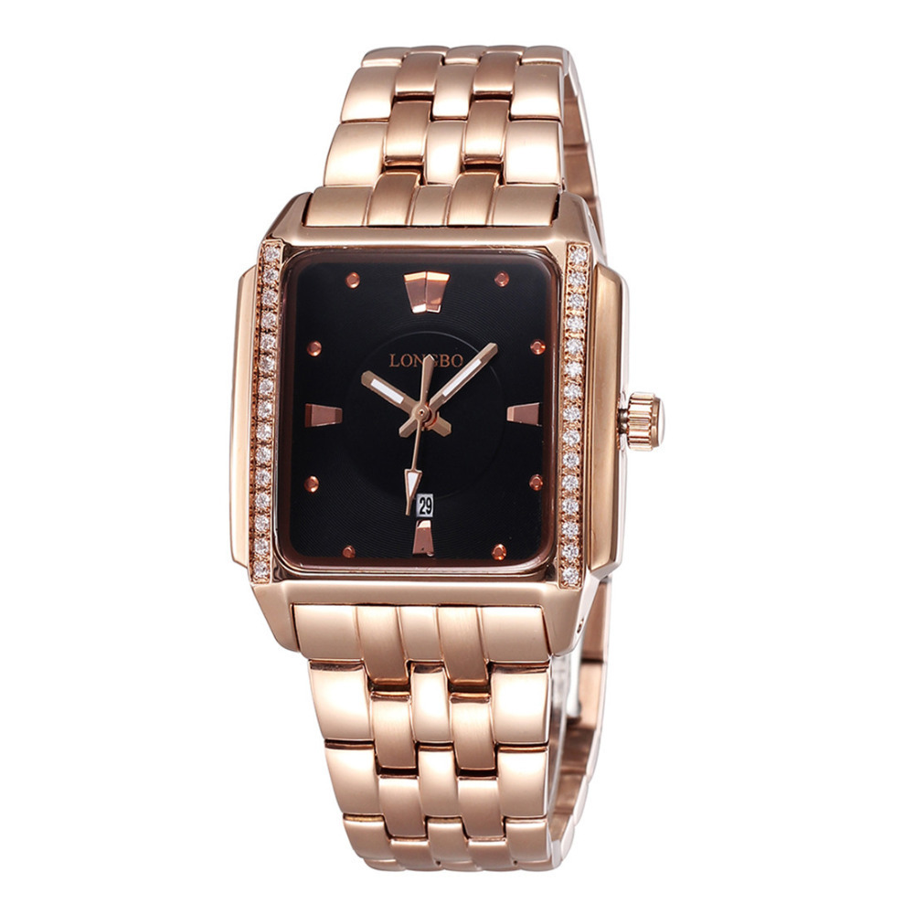 longbo imported quartz movement 30m waterproof wrist watches men & women alloy gold wristwatches with calendar luminous pointer