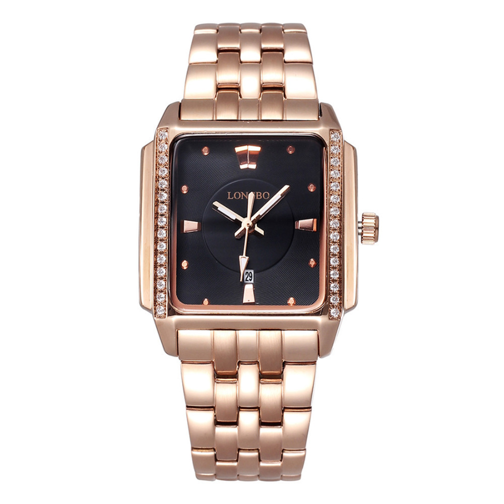longbo imported quartz movement 30m waterproof wrist watches men & women alloy gold wristwatches with calendar luminous pointer