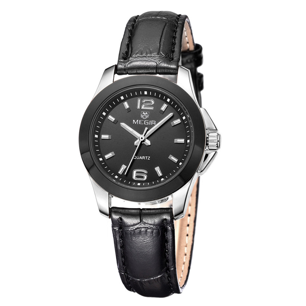 megir 2520 waterproof quartz ladies wrist watch women genuine leather band alloy shell wristwatch for female girls