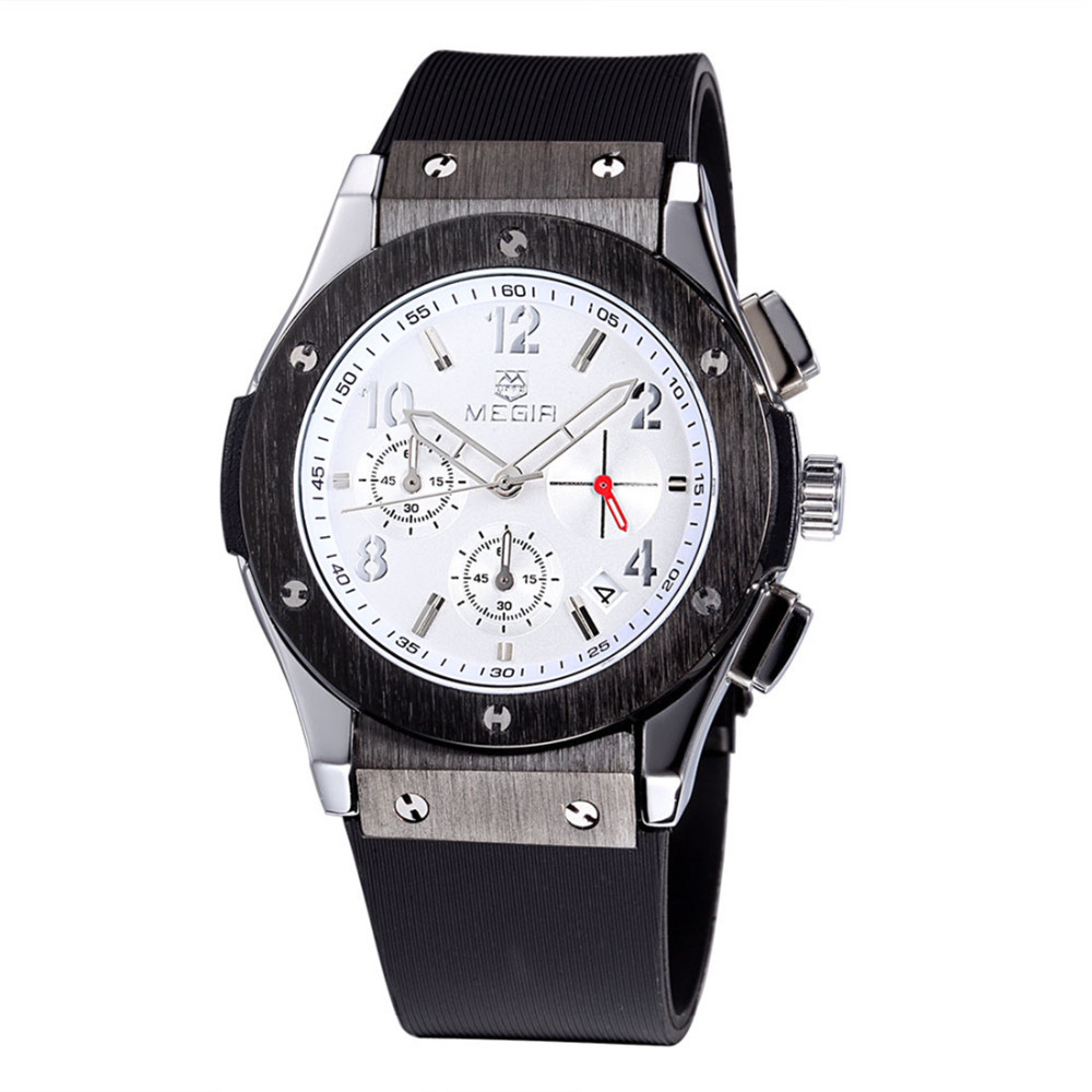 megir waterproof round dial quartz wrist watches men wristwatch clock for man male with silicone band stainless steel watchcase