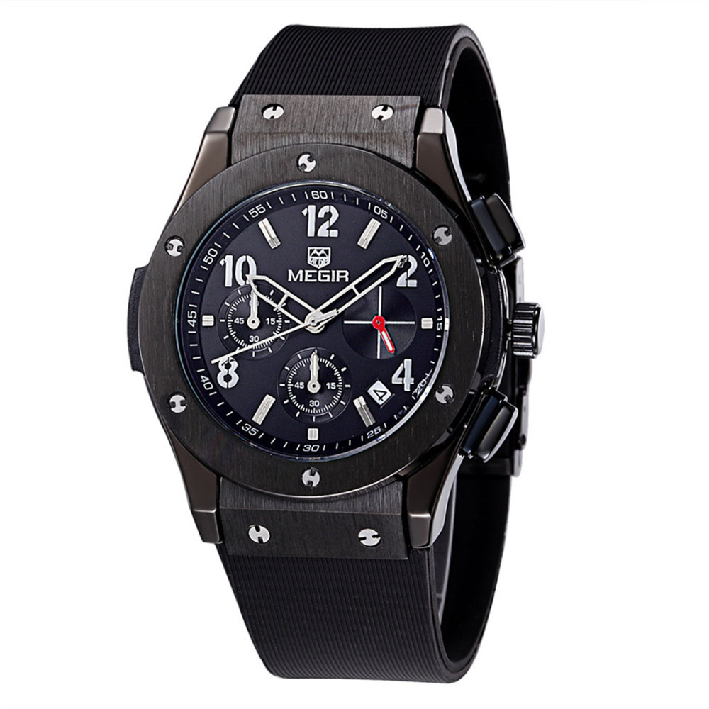 megir waterproof round dial quartz wrist watches men wristwatch clock for man male with silicone band stainless steel watchcase