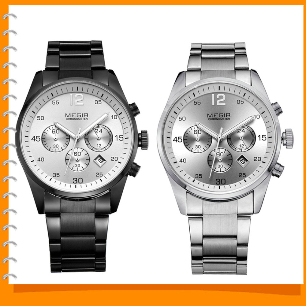 megir waterproof three function dials men business wrist watch imported quartz movement male wristwatches with luminous pointer