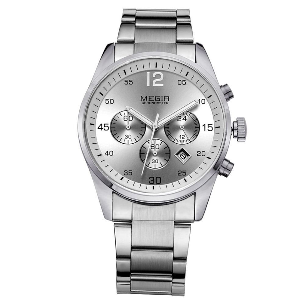 megir waterproof three function dials men business wrist watch imported quartz movement male wristwatches with luminous pointer