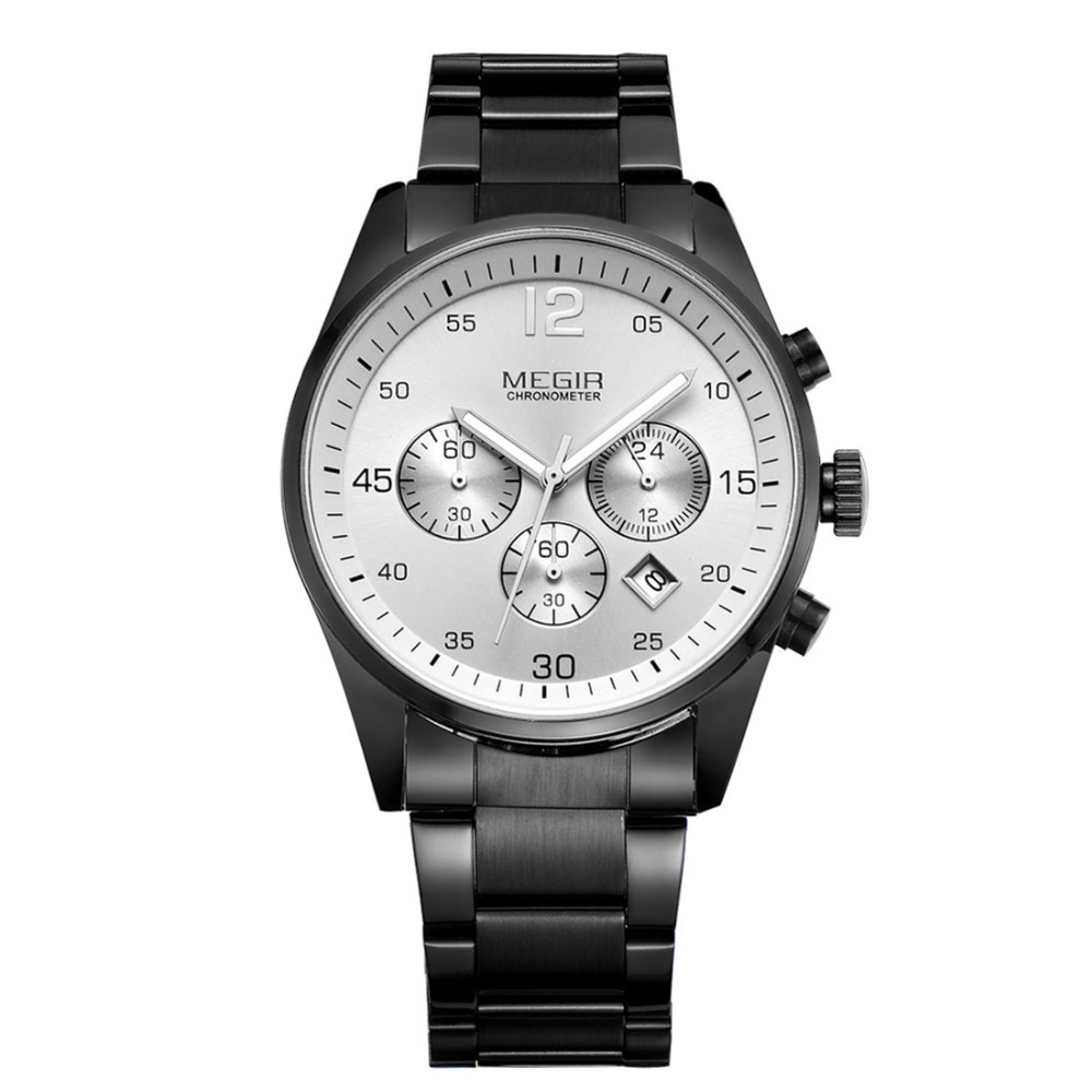 megir waterproof three function dials men business wrist watch imported quartz movement male wristwatches with luminous pointer