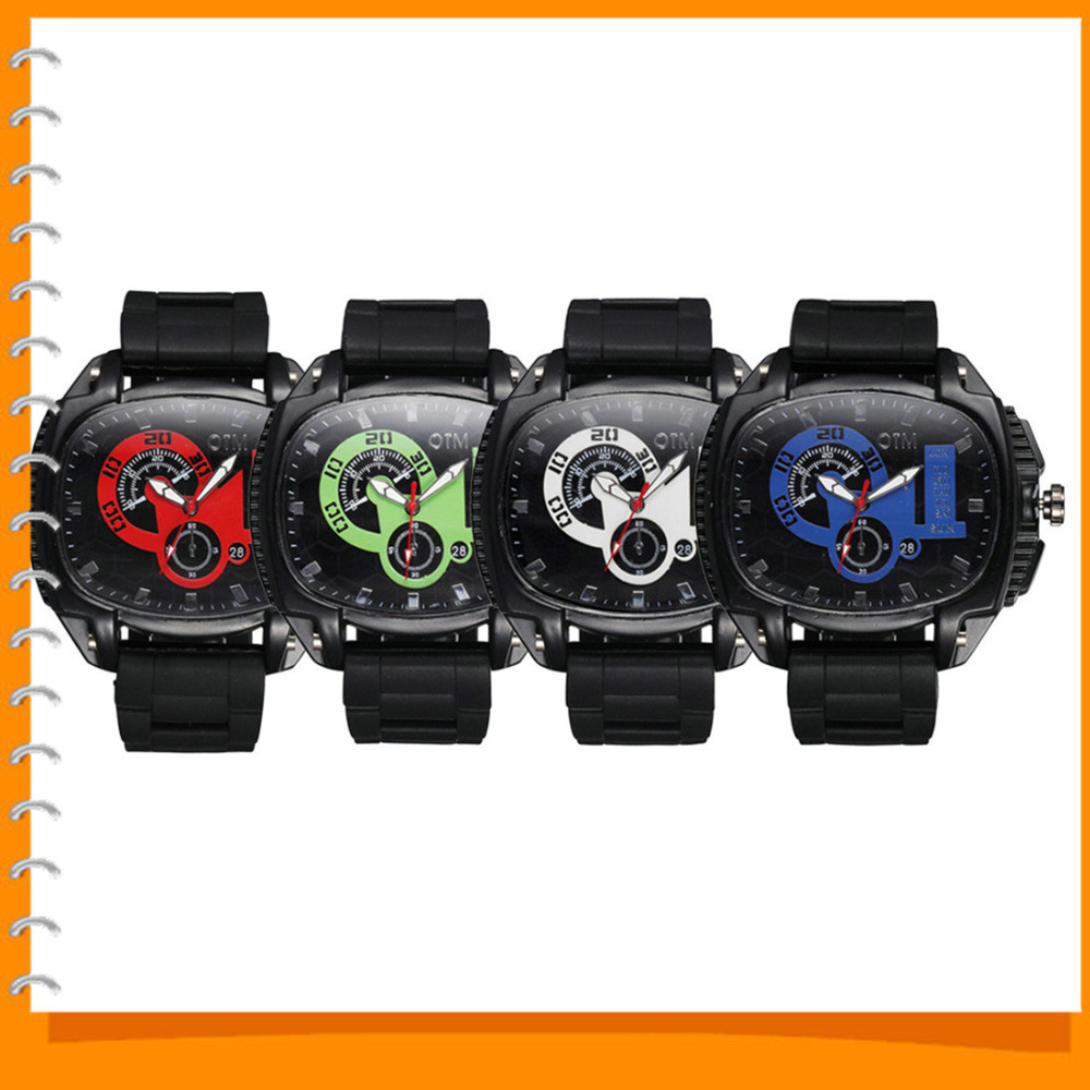 otm fashion japan quartz movement wrist watches men male clock wristwatch with silicone band simple plant dial luminous pointer
