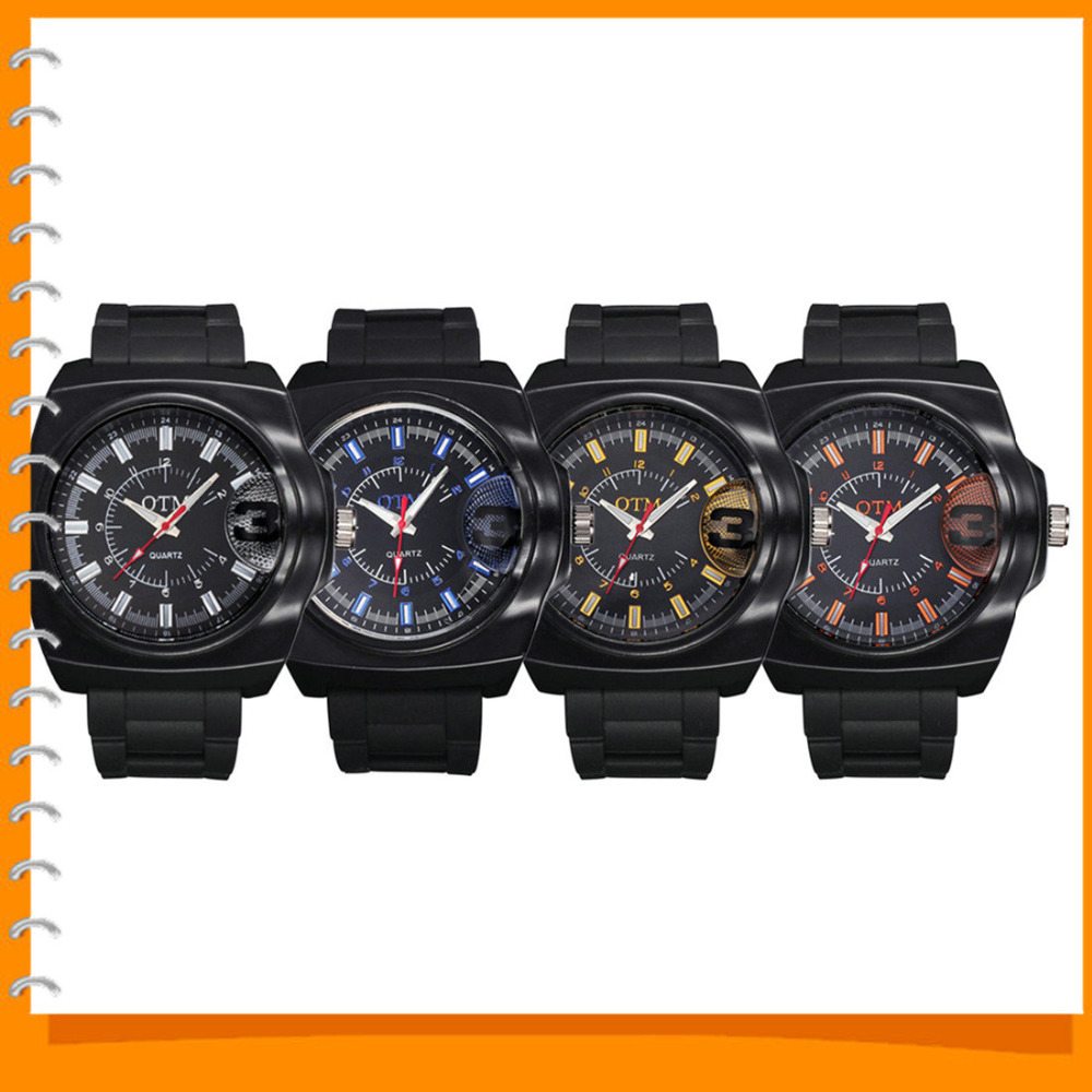 otm quartz movement silicone band wrist watches men male clock luminous pointer 24 hours display special thick dial wristwatch