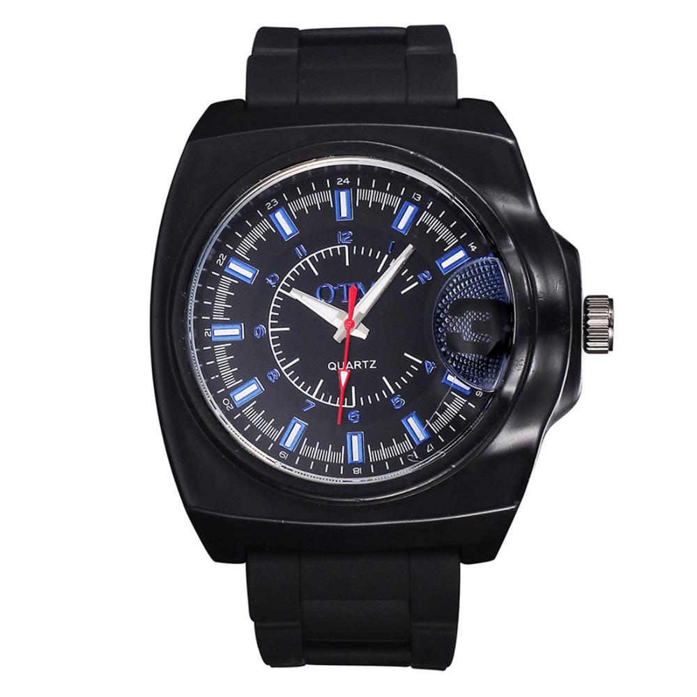 otm quartz movement silicone band wrist watches men male clock luminous pointer 24 hours display special thick dial wristwatch